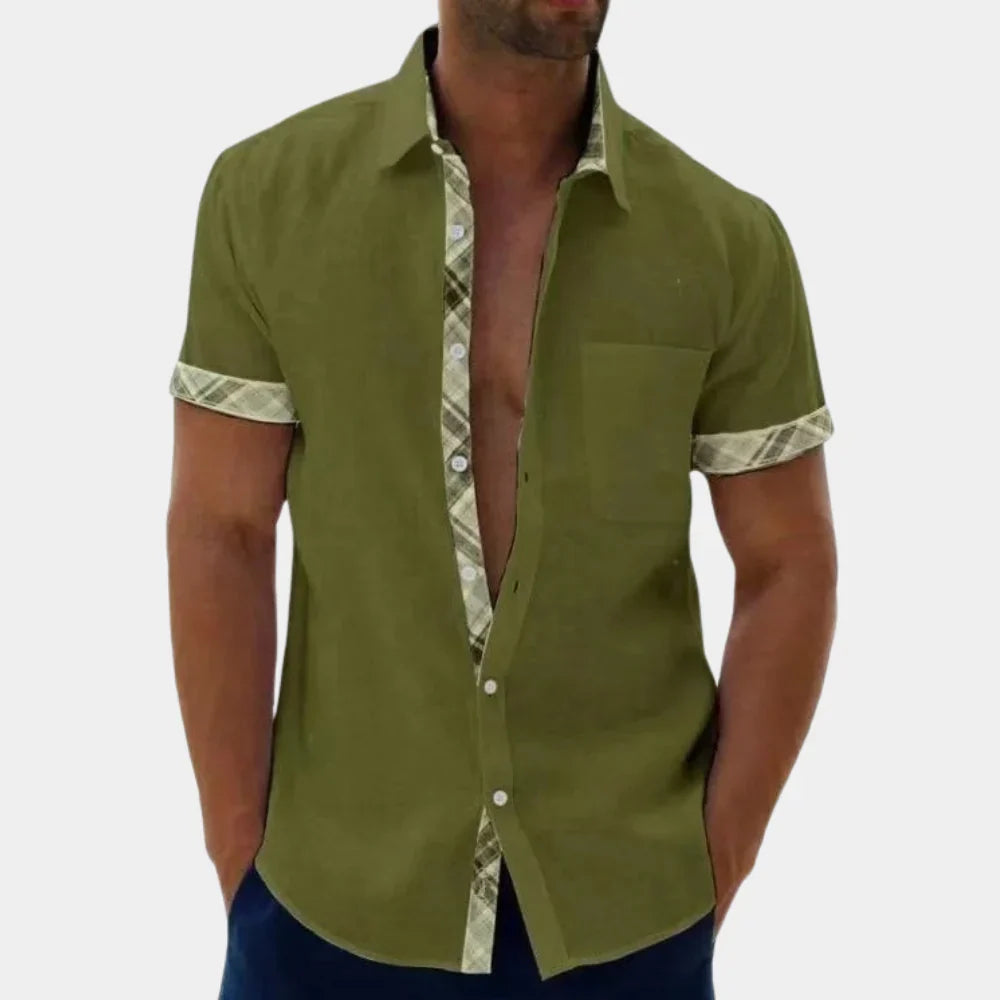 Men's Shirt with Short Sleeves – Relaxed Fit – Breathable Light Quality – Button Closure