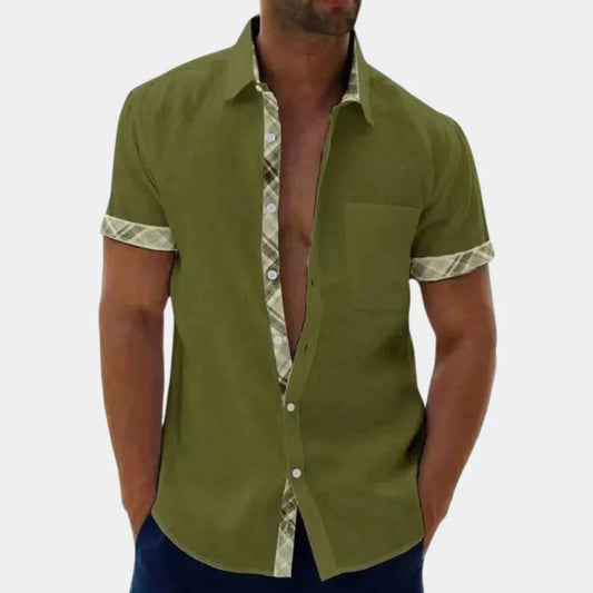 Men's Shirt with Short Sleeves – Relaxed Fit – Breathable Light Quality – Button Closure