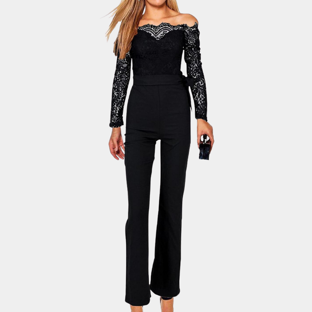 Women's Jumpsuit - Off-Shoulder Lace - Slim Fit - Elegant Party Look