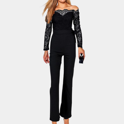 Women's Jumpsuit - Off-Shoulder Lace - Slim Fit - Elegant Party Look