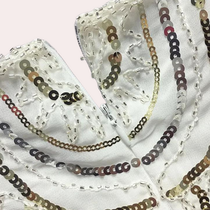 Women's Mini Dress - Sleeveless A-line - Sequin Decoration - Elegant Party Dress