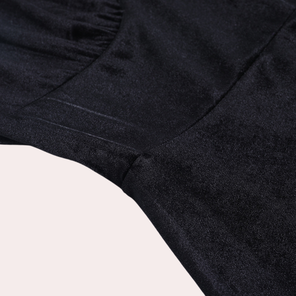 Women's Dress - Velvet - Fit & Flare - Lace - Lace Sleeves - Elegant Party Dress