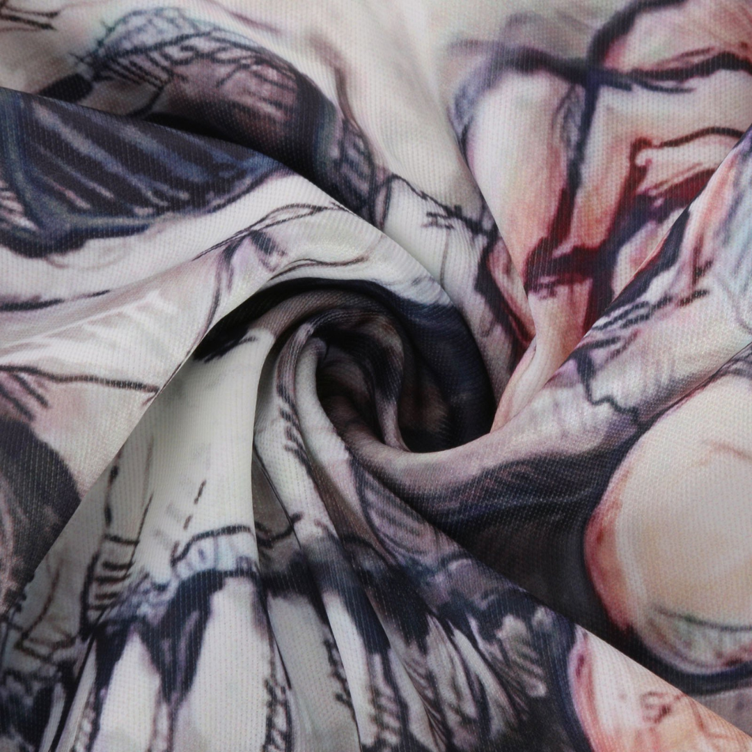 Women's Knit Dress - High Neck - Loose Fit - Long Sleeves with Animal Print Detail