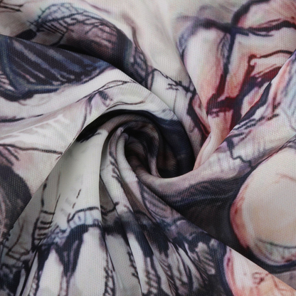 Women's Knit Dress - High Neck - Loose Fit - Long Sleeves with Animal Print Detail