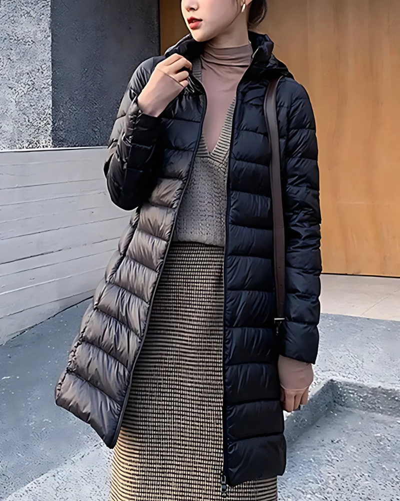 Women’s Puffer Jacket - Synthetic - Slim Fit - Mid-Length - Quilted - Hooded
