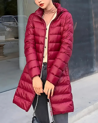 Women’s Puffer Jacket - Synthetic - Slim Fit - Mid-Length - Quilted - Hooded