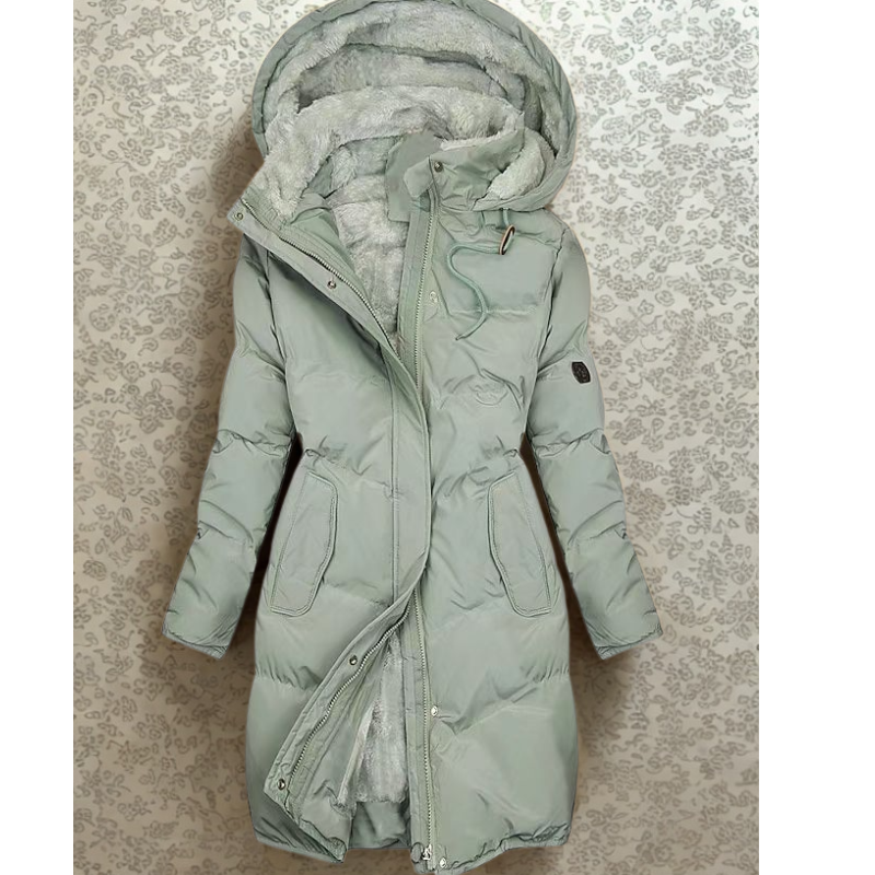 Women’s Coat - Insulated Padded Fill - Quilted Design - Plush Lined Hood - Adjustable Waist