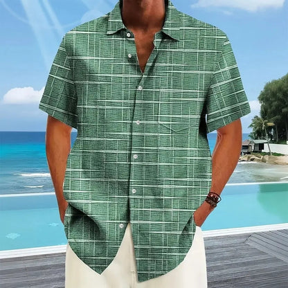 Men's Shirt with Short Sleeves – Regular Fit – Breathable Lightweight Fabric – Checkered Design