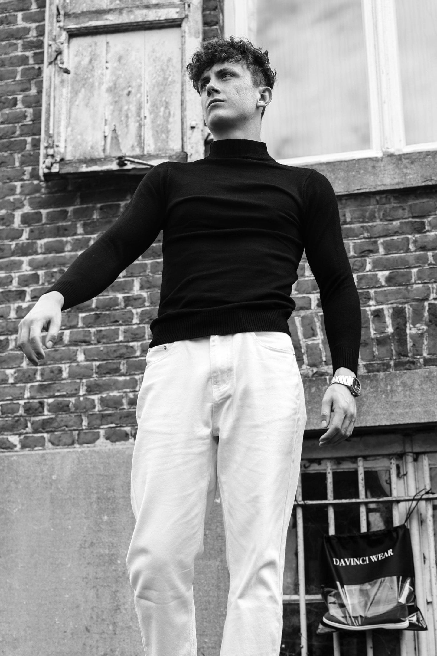 Herresweater - Slim Fit - Mock Neck - Let Strik med Ribkanter