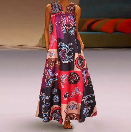 Women's Maxi Dress - Sleeveless - Round Neck - Loose Fit - Light and Breathable