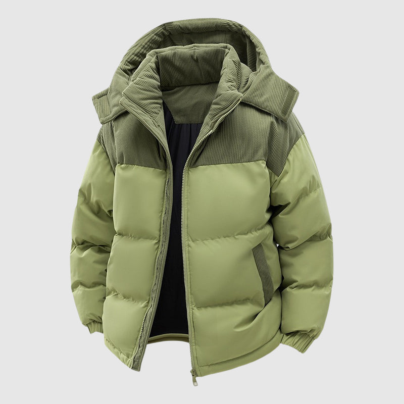 Theodore Quilted Relaxed Fit Puffer Jacket | Hooded Zip Front Men’s Jacket