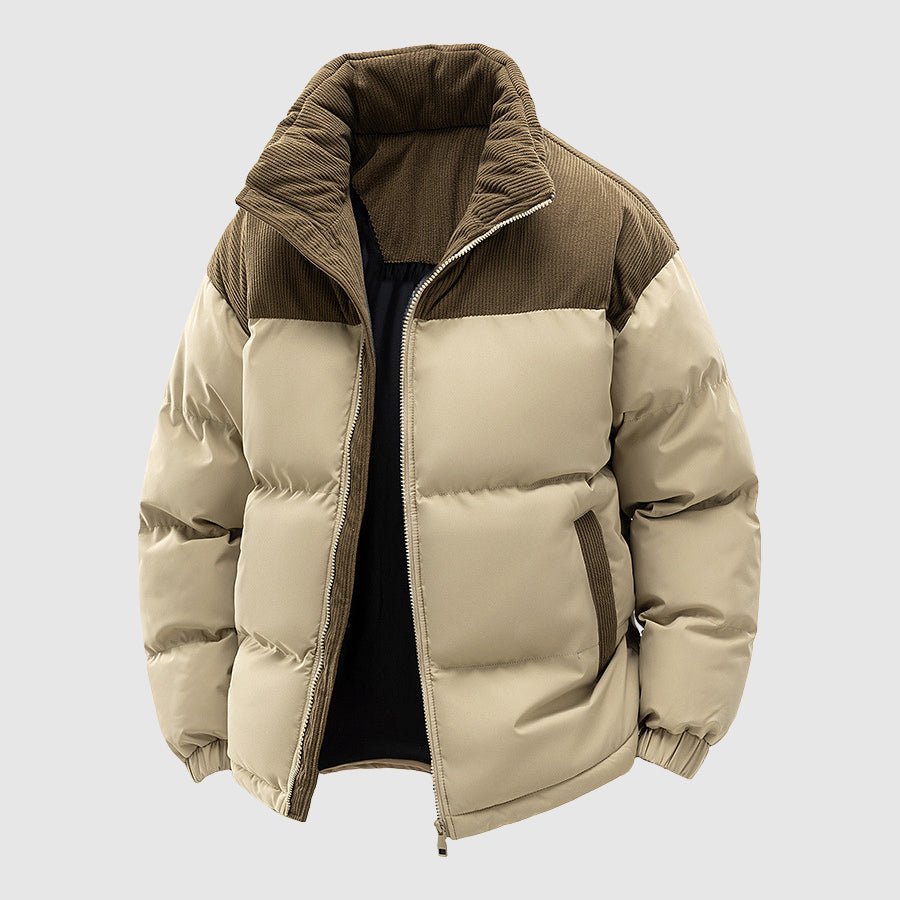 Alexander Relaxed Fit Puffer Jacket | Hooded Corduroy Panels Men’s Jacket