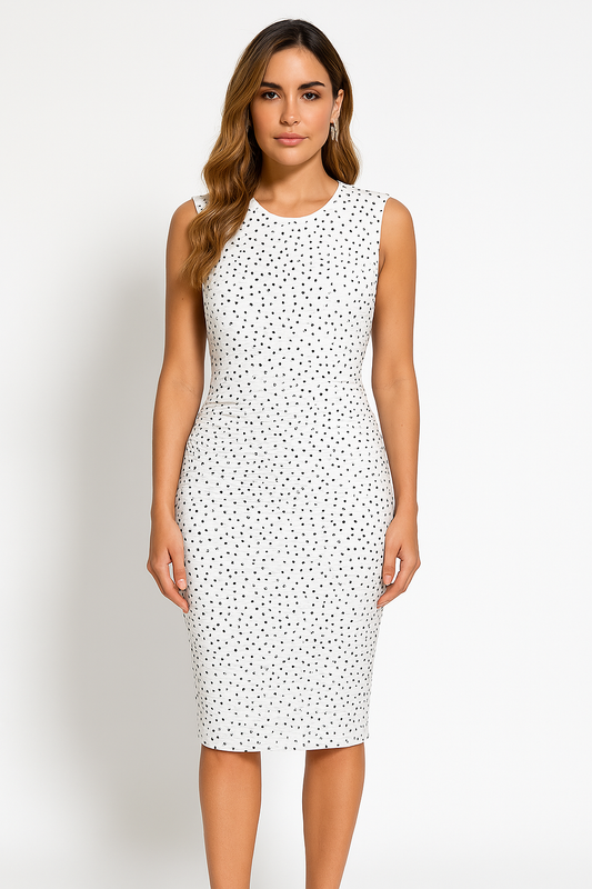 Dress for Women – Slim Fit – Sleeveless – Sequins – Knee Length – Back Slit