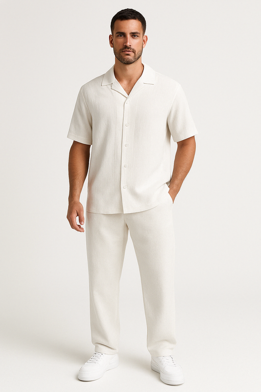 Men's Set with Shirt and Pants – Relaxed Fit – Short-Sleeved – Breathable Design