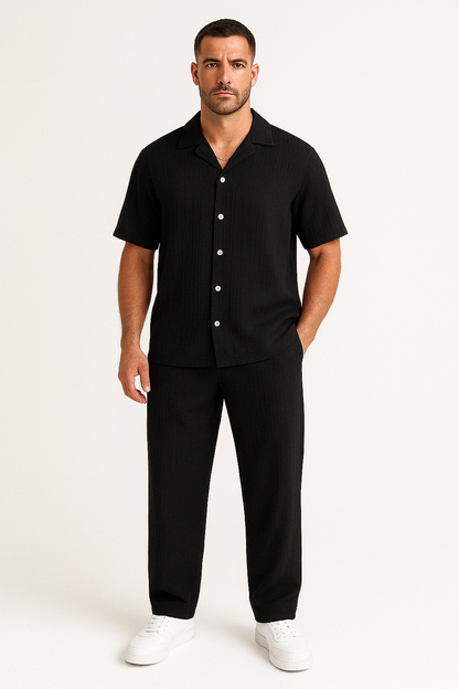 Men's Set with Shirt and Pants – Relaxed Fit – Short-Sleeved – Breathable Design
