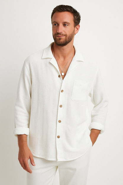 Men's Shirt – Relaxed Fit – Natural Fibers – Long Sleeves – Button Closure