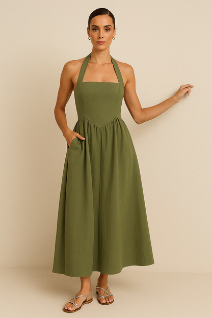 Women's Maxi Dress – A-line Fit – Halterneck – Light and Breathable Comfort