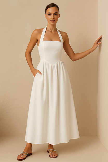 Women's Maxi Dress – A-line Fit – Halterneck – Light and Breathable Comfort