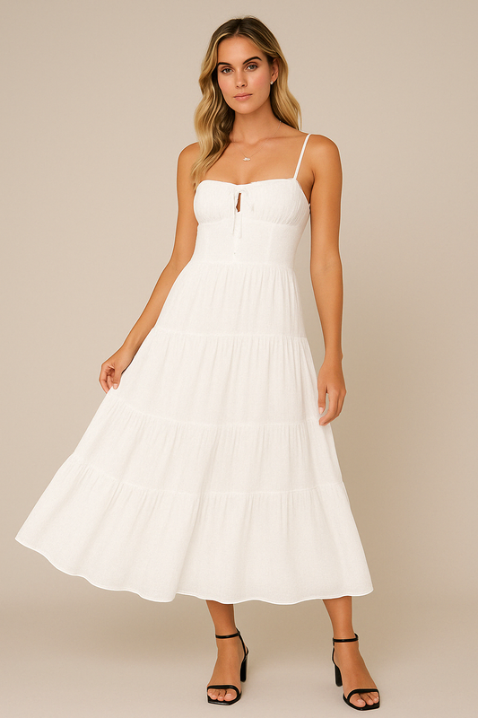 Women's Maxi Dress – Light and Breathable – Sleeveless – Spaghetti Straps – Low Back – Fitted Bodice