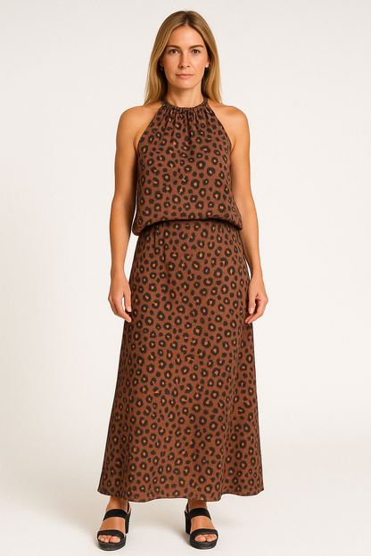 Women's Two-Piece Set – Halterneck Top and Long Skirt – Airy Cut – Soft Comfort