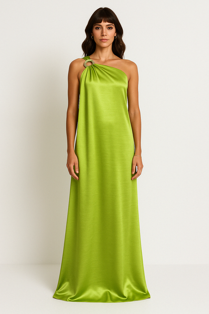 Dress for Women – Evening Dress in Luxurious Fabric – Loose Fit – One Shoulder with Ring Detail