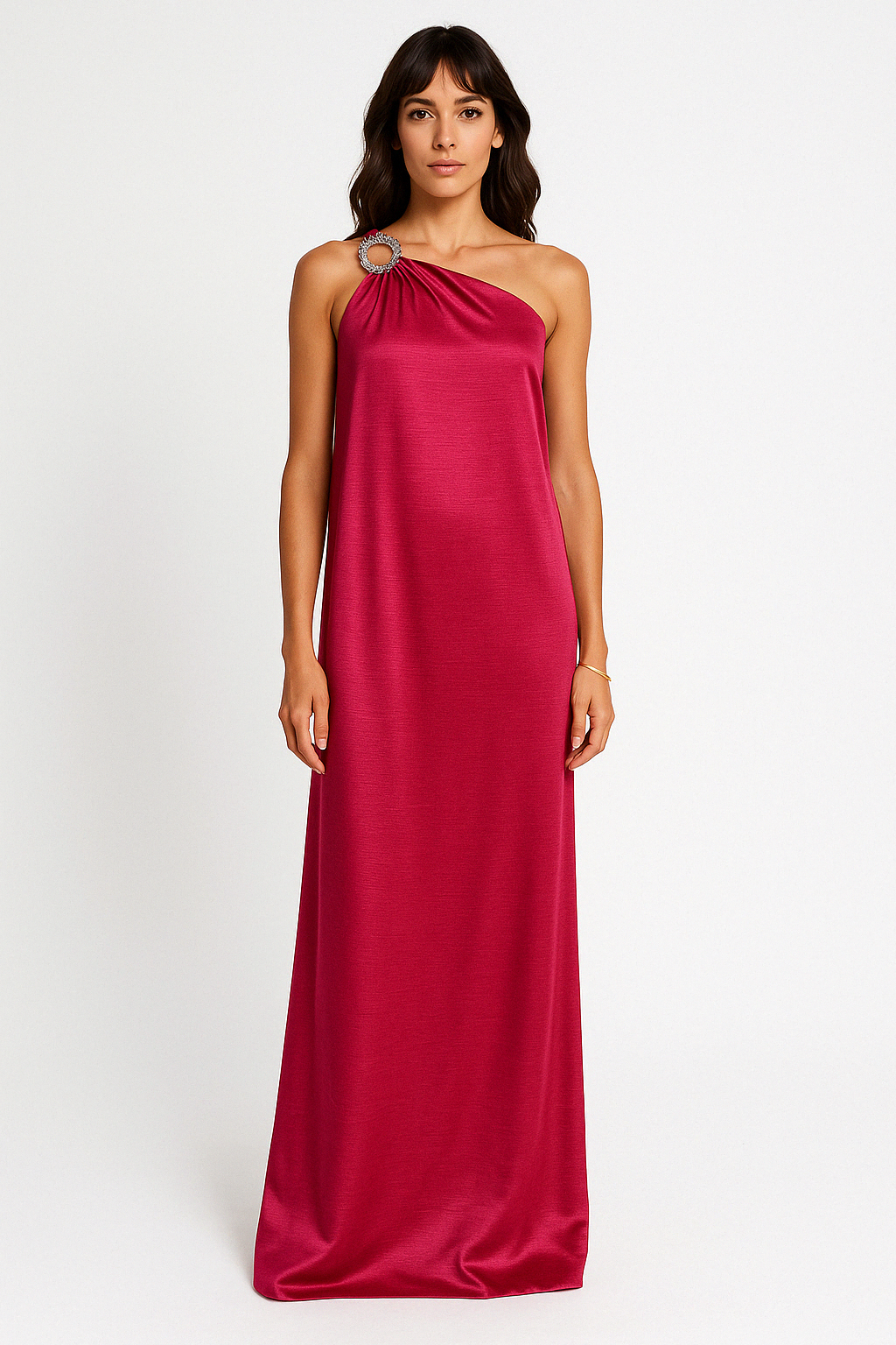 Dress for Women – Evening Dress in Luxurious Fabric – Loose Fit – One Shoulder with Ring Detail