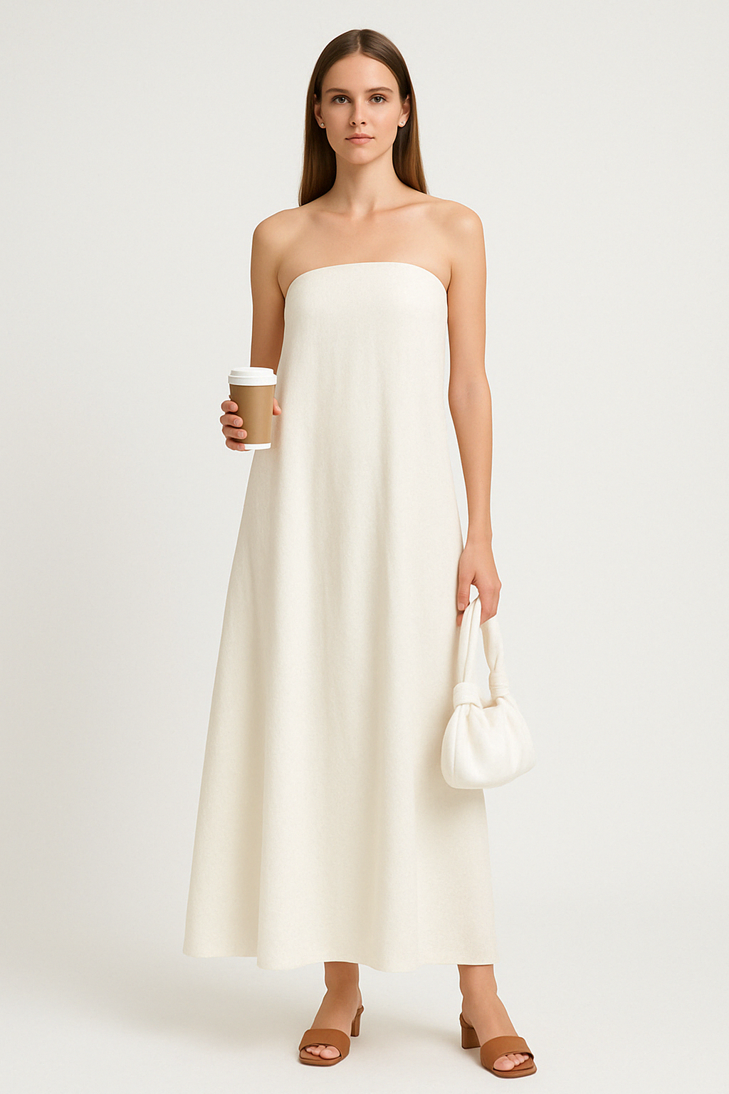 Dress for Women – Strapless Maxi Dress – Relaxed Fit – Open Back – Natural Fibers