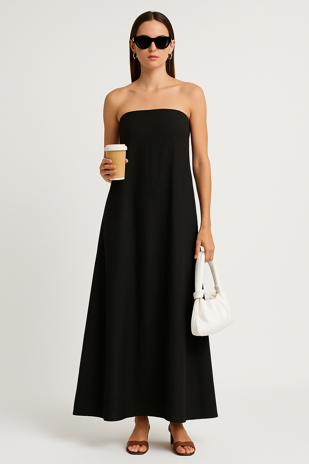 Dress for Women – Strapless Maxi Dress – Relaxed Fit – Open Back – Natural Fibers