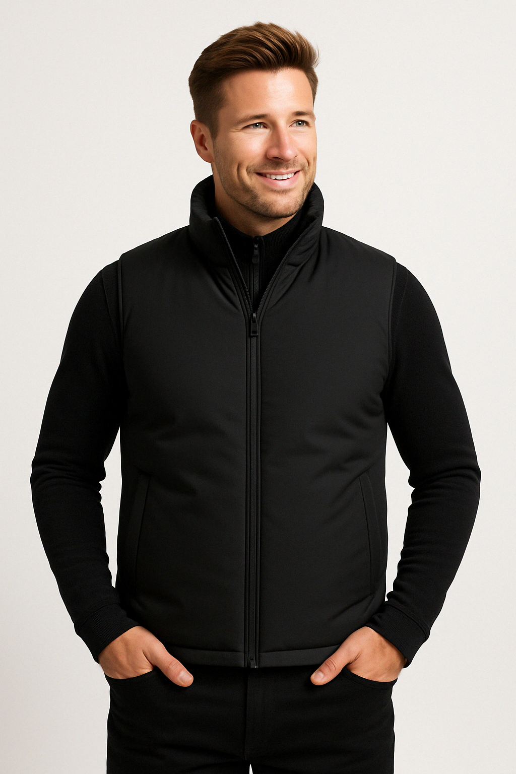 Men's Vest – Slim Fit – Quilted Design – Lightly Insulating – High Collar