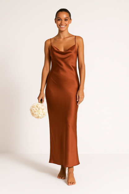 Dress for Women – Maxi – Slim Fit – Cowl-neck – Sleeveless in Luxurious Fabric