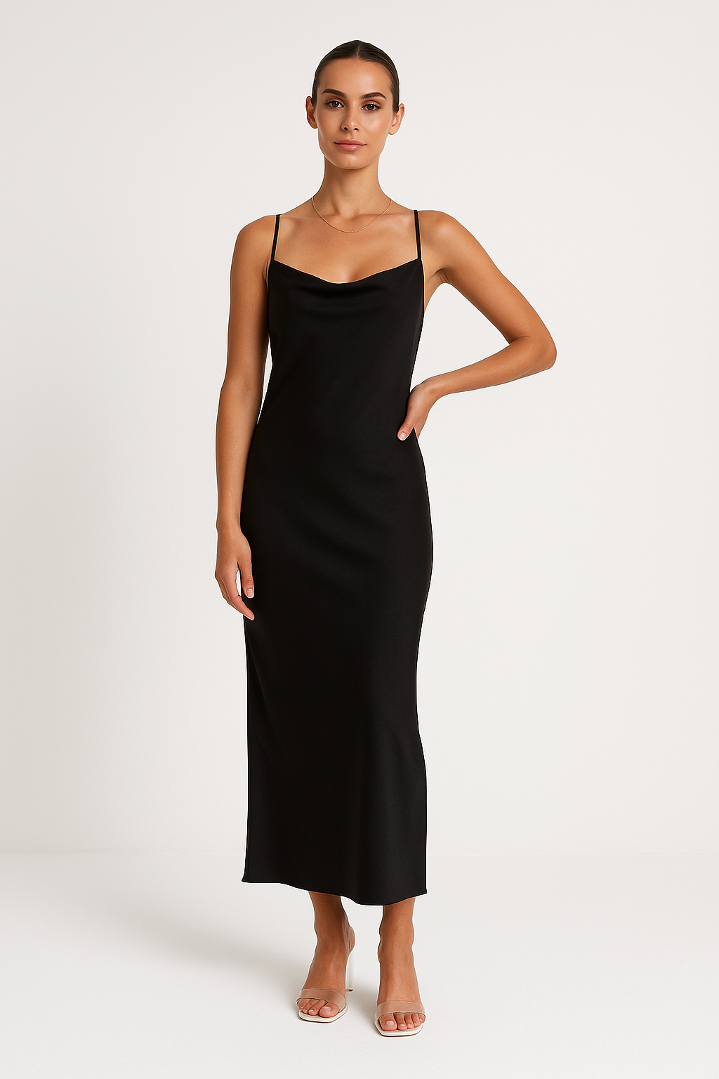 Dress for Women – Maxi – Slim Fit – Cowl-neck – Sleeveless in Luxurious Fabric