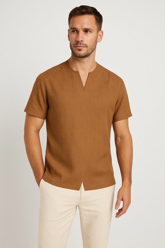 Men's T-shirt – Oversized Fit – V-neck – Short Sleeve – Soft Breathable Cotton Blend