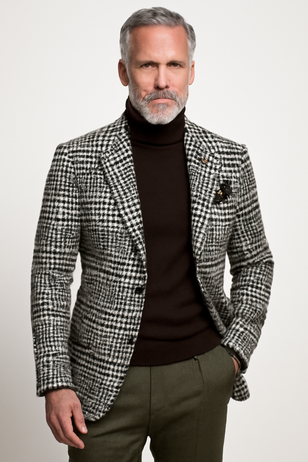 Men's Blazer – Slim Fit – Classic Houndstooth – Single Breasted – Elegant Business Look