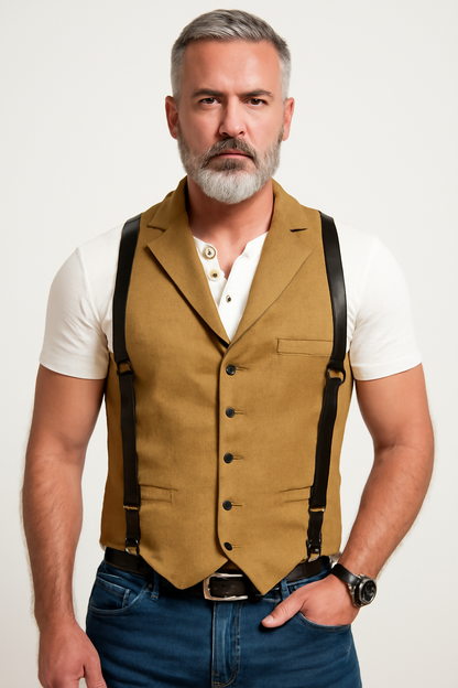 Men's Vest – Slim Fit – Notch Lapel – Button Closure – Modern Business Casual