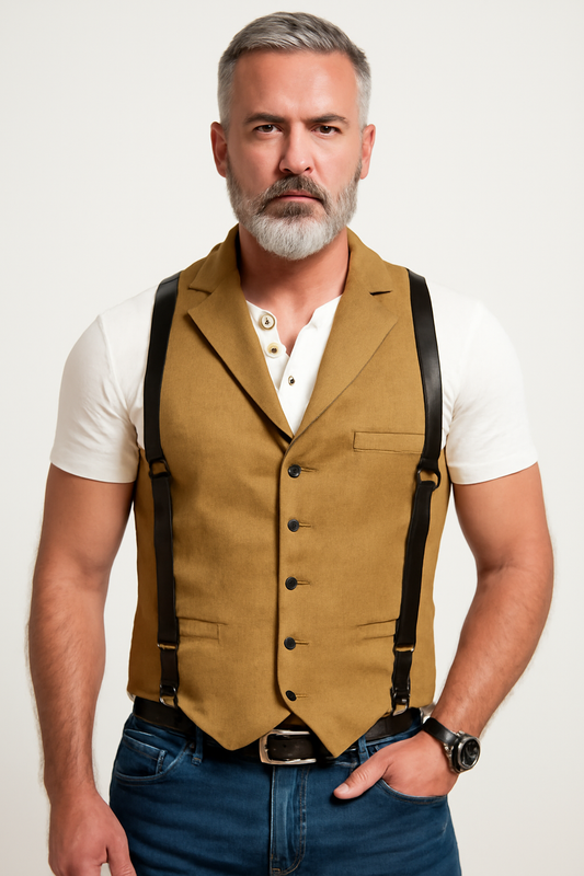 Men's Vest – Slim Fit – Notch Lapel – Button Closure – Modern Business Casual