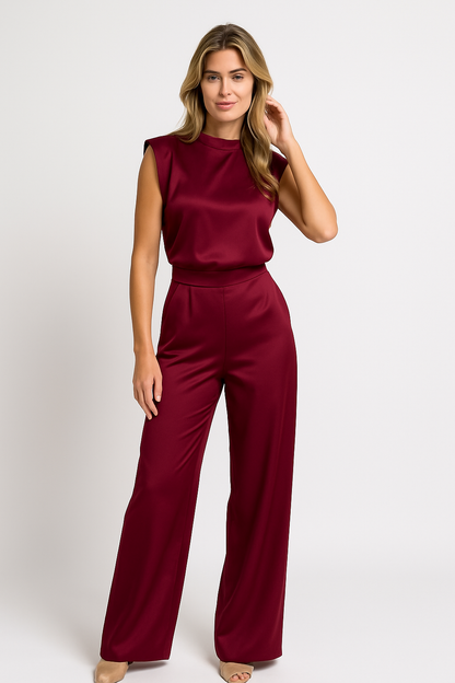 Women's Jumpsuit – Elegant Fit – Sleeveless – Wide Legs – Open Back – Luxurious Fabric