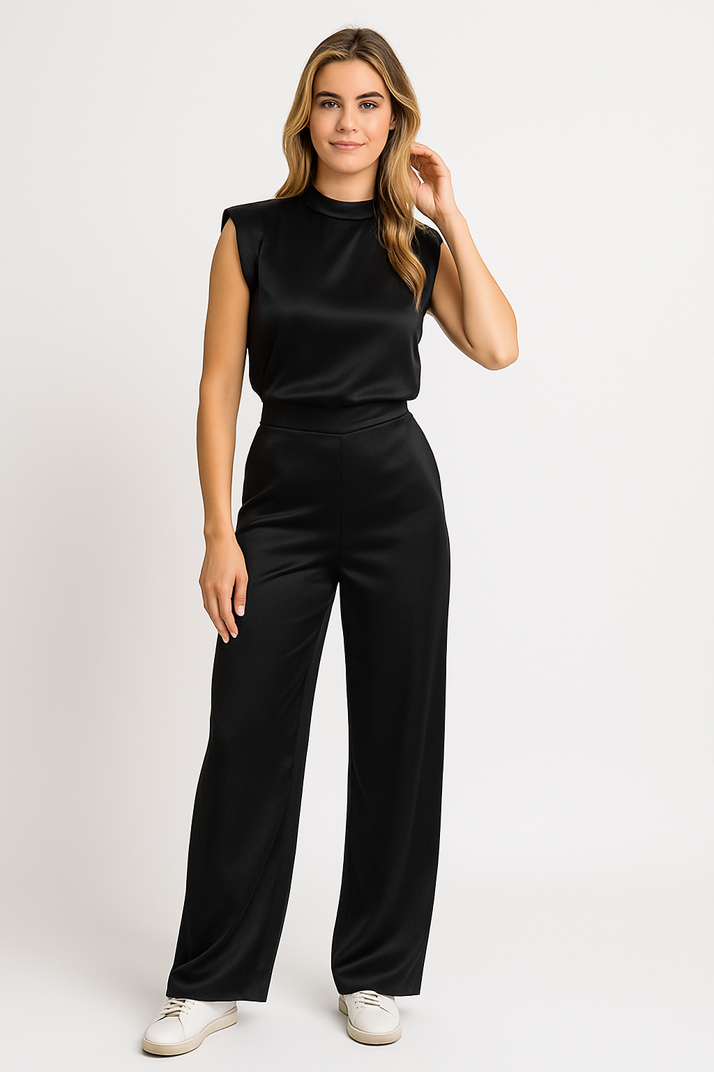 Women's Jumpsuit – Elegant Fit – Sleeveless – Wide Legs – Open Back – Luxurious Fabric