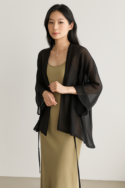 Dame Cardigan – Let og Åndbart – Løs Pasform – Åben Front – Lange Ærmer