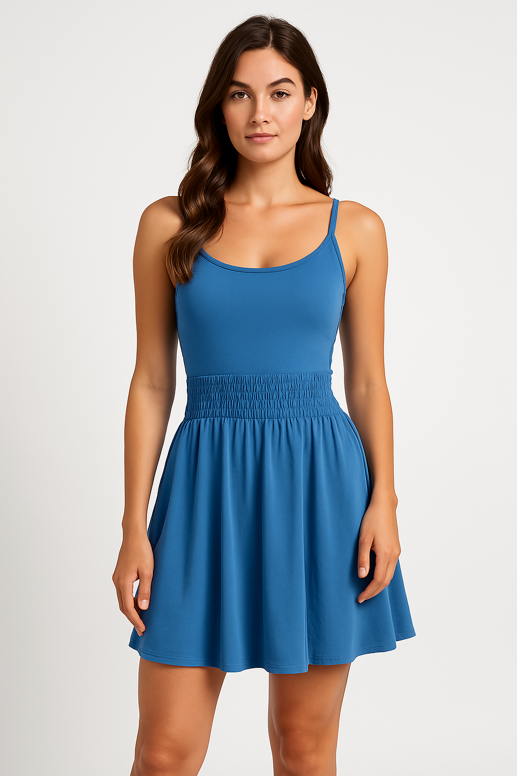 Women's Summer Dress – Slim Fit – Smocking – Mini A-Line – Light and Breathable