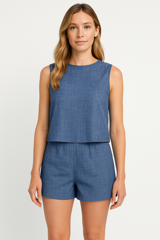 Women's set with sleeveless top and shorts – relaxed fit – light and breathable