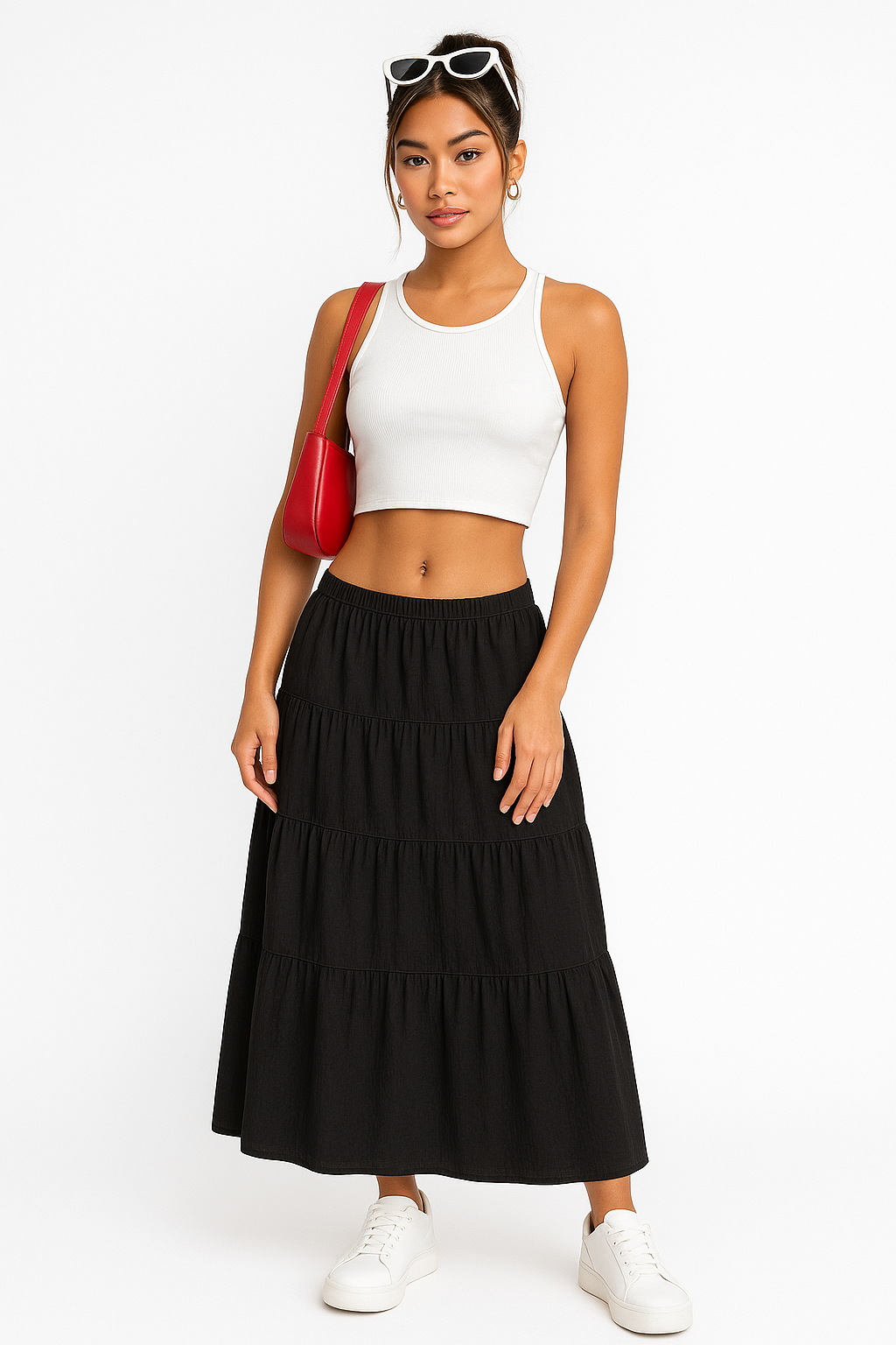 Women's Skirt – A-line Fit – Layered Ruffle Design – Adjustable Drawstring Closure – Breathable Material
