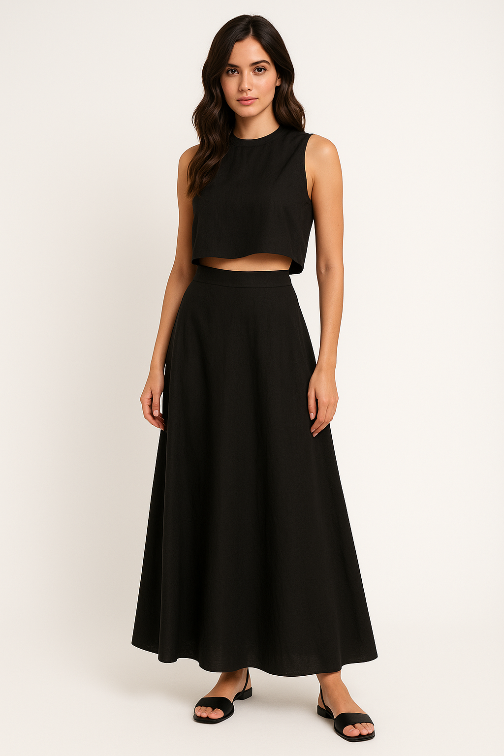 Women's Set – Crop Top and High Waist Skirt – Loose Fit – Breathable and Lightweight