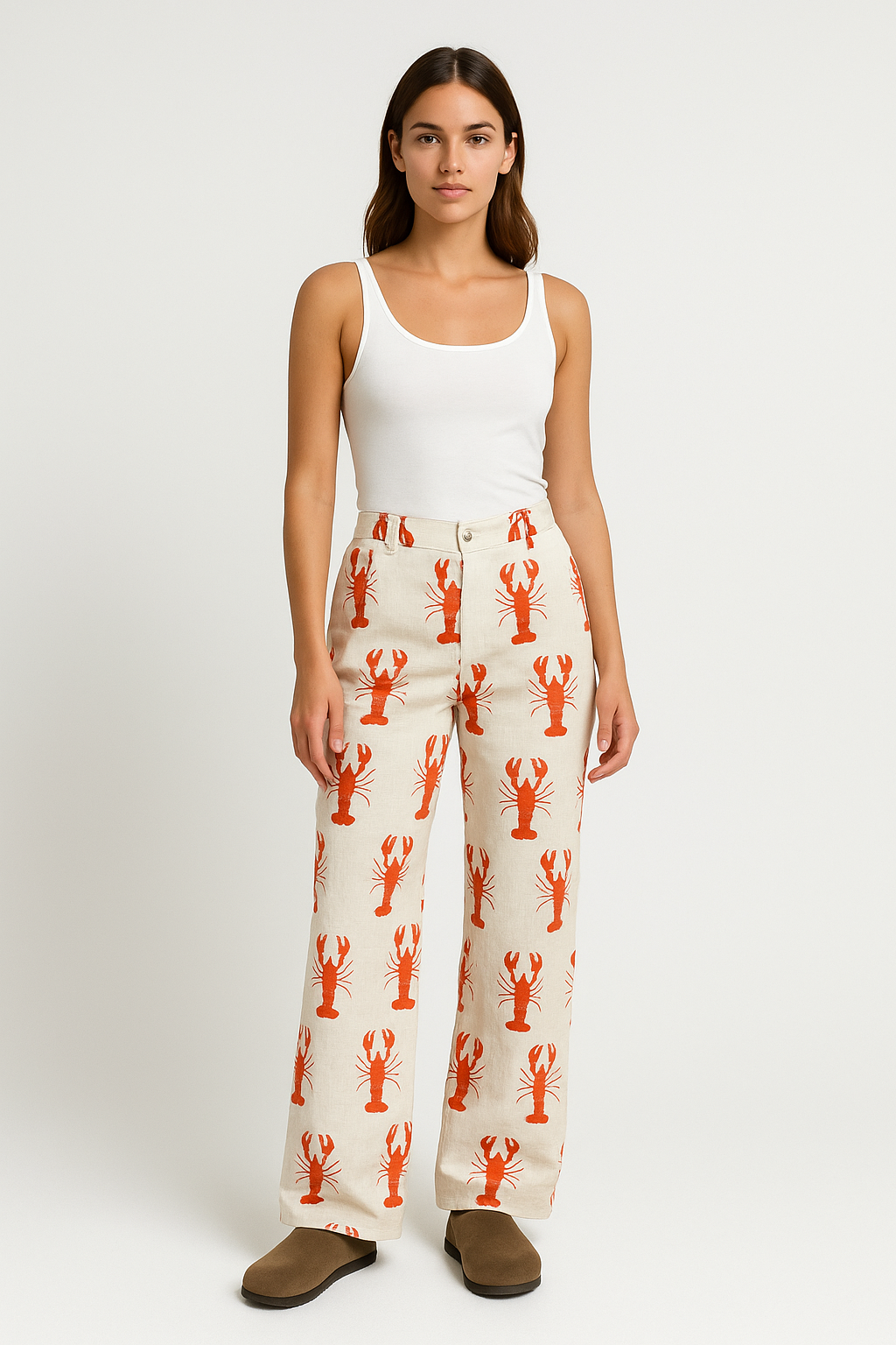 Women's Pants – Relaxed Fit – Straight Leg – Breathable Material – Printed Design