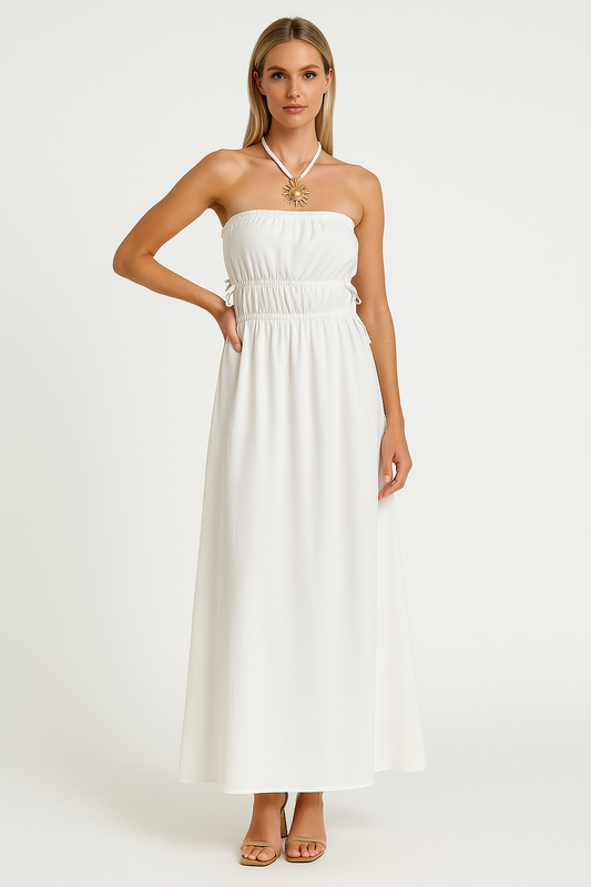 Dress for Women – Strapless – Adjustable Waist – A-Line – Full Length – Breathable Fabric