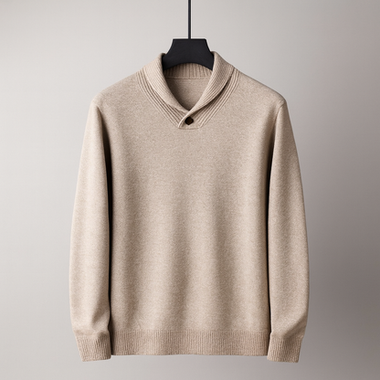George Shawl Collar Sweater | Button Front Ribbed Sweater