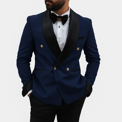 Men’s Formal 2-Piece Suit – Tailored Fit – Double-Breasted Jacket & Trousers – Shawl Lapel