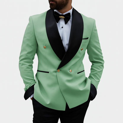 Men’s Formal 2-Piece Suit – Tailored Fit – Double-Breasted Jacket & Trousers – Shawl Lapel