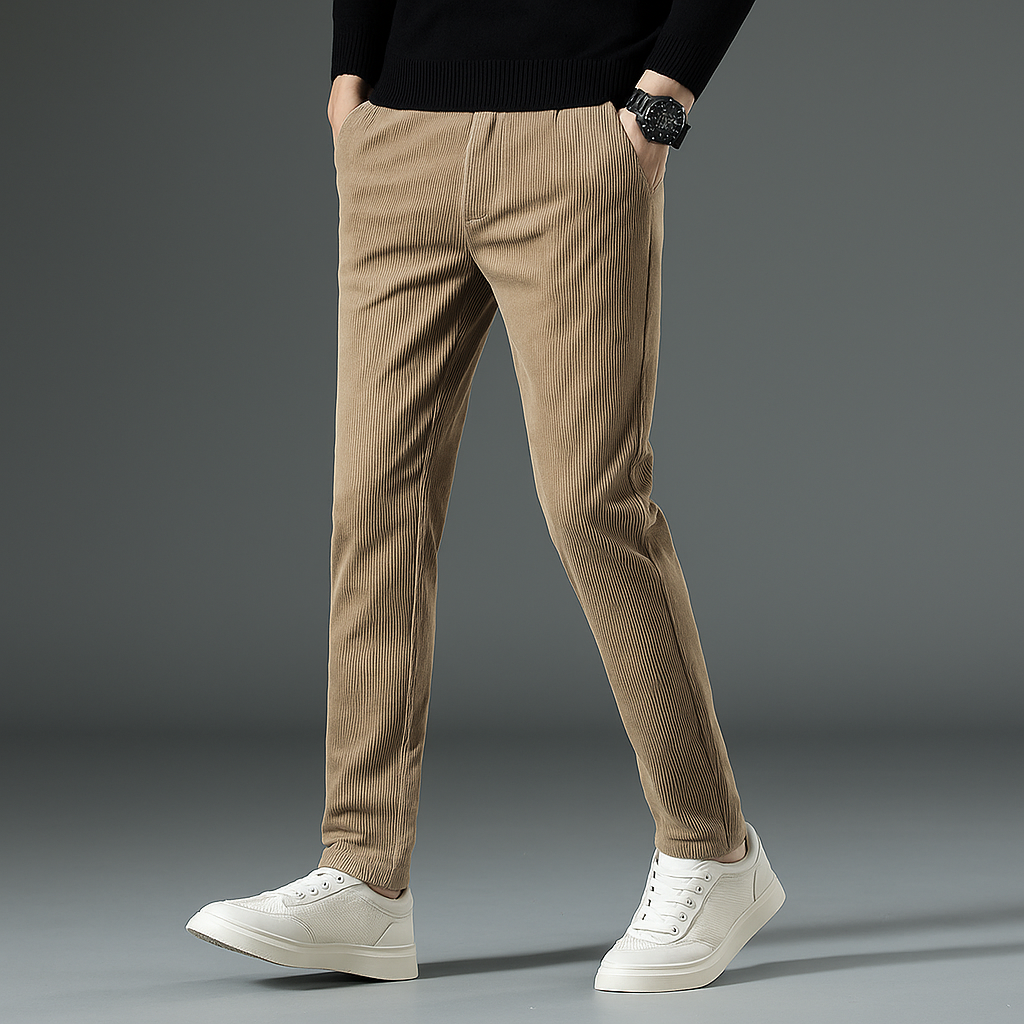 George Relaxed Trousers | Pleated Ribbed Side Pockets Trousers