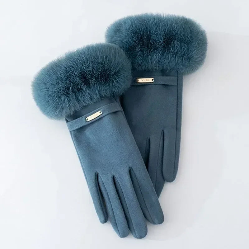 Isla Fitted Gloves | Plush Cuff Metal Accent Gloves