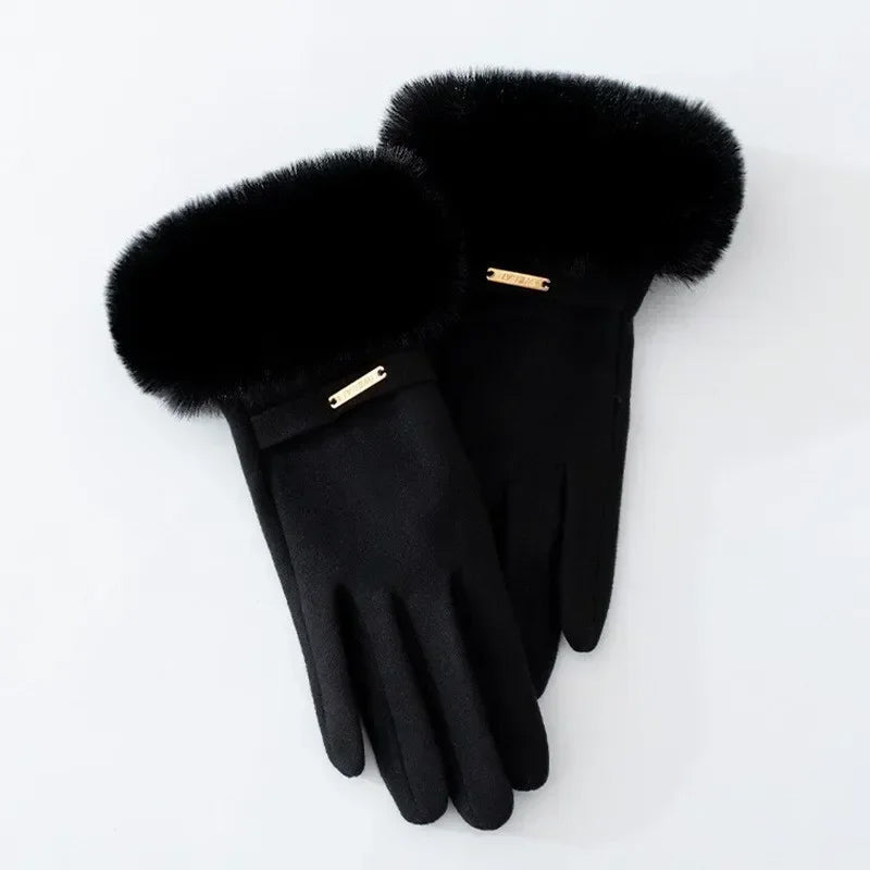 Isla Fitted Gloves | Plush Cuff Metal Accent Gloves